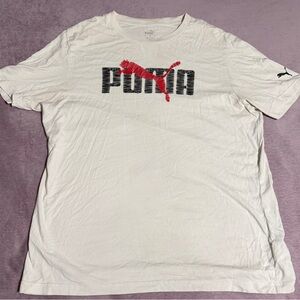 Puma Men's Cream Tee with Red and Black Logo